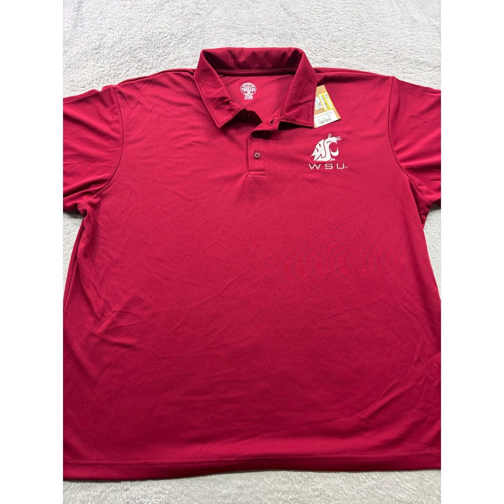 WSU‎ Cougars Mens 2XL Polo Shirt Crimson Washington State NCAA Rivalry Threads